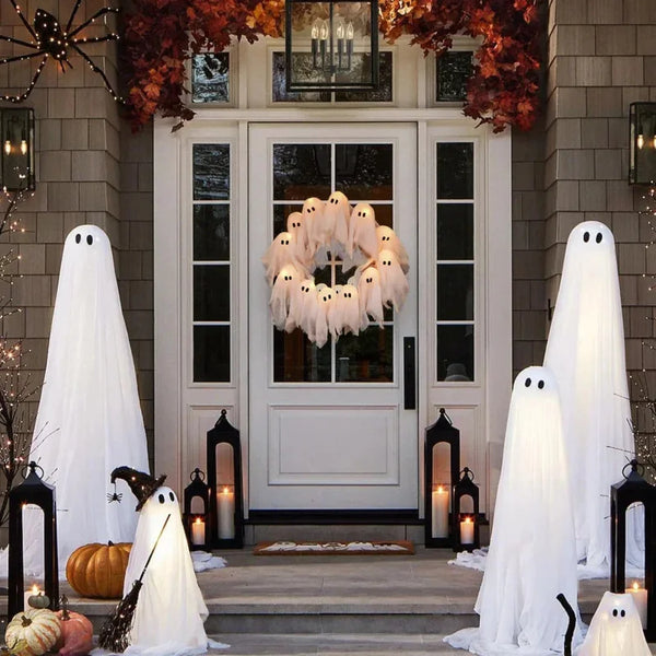 Halloween Glowing Ghost Wreath