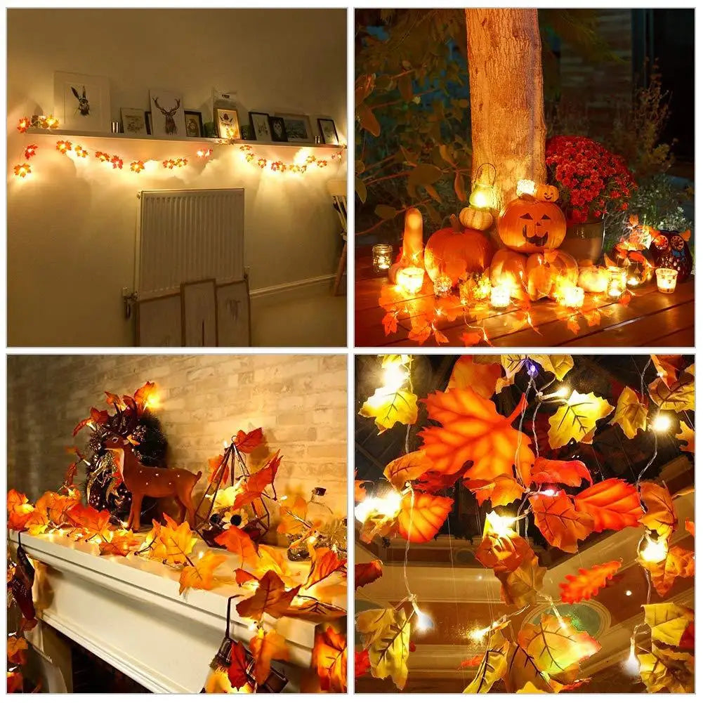 Christmas Artificial Maple Leaf Leaves LED Light
