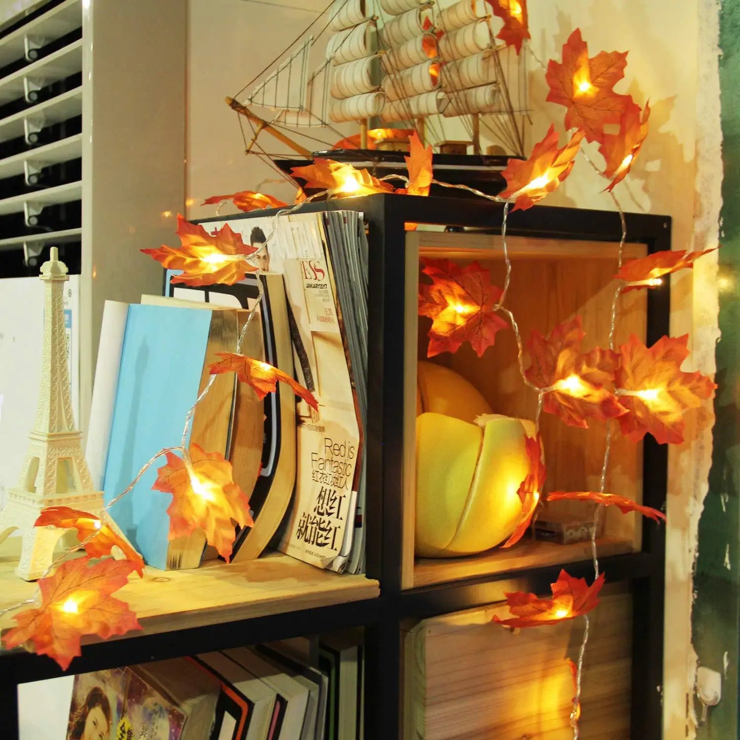 Christmas Artificial Maple Leaf Leaves LED Light