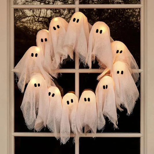 New 2025 Halloween LED Ghost Wreath